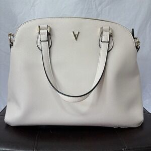 Vanessa Williams Lush Round Satchel Off White Faux Leather Dome Bag Minimalist